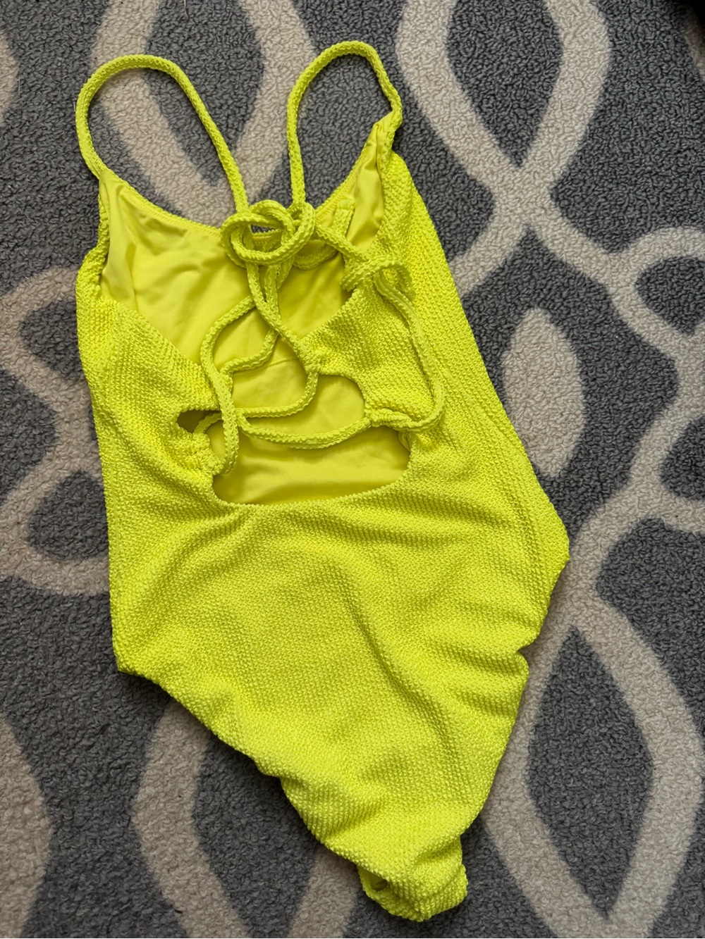 Show Me Your Mumu Neon Yellow Textured One-Piece Swimsuit